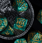 Giant Fighter Pearl Dice (7) with Gold Numbers JUMBO Dice Set (Available in Several Colors) - White w/Gold