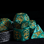 Giant Fighter Pearl Dice (7) with Gold Numbers JUMBO Dice Set (Available in Several Colors) - White w/Gold