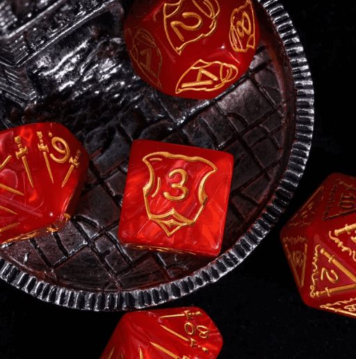 Giant Fighter Pearl Dice (7) with Gold Numbers JUMBO Dice Set (Available in Several Colors) - White w/Gold