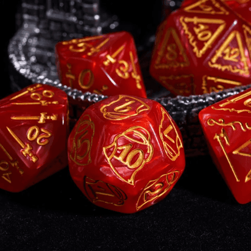 Giant Fighter Pearl Dice (7) with Gold Numbers JUMBO Dice Set (Available in Several Colors) - White w/Gold