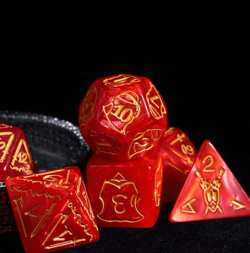 Giant Fighter Pearl Dice (7) with Gold Numbers JUMBO Dice Set (Available in Several Colors) - White w/Gold