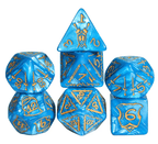 Giant Fighter Pearl Dice (7) with Gold Numbers JUMBO Dice Set (Available in Several Colors) - White w/Gold
