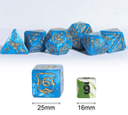 Giant Fighter Pearl Dice (7) with Gold Numbers JUMBO Dice Set (Available in Several Colors) - White w/Gold