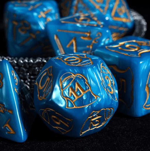 Giant Fighter Pearl Dice (7) with Gold Numbers JUMBO Dice Set (Available in Several Colors) - White w/Gold