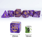 Giant Fighter Pearl Dice (7) with Gold Numbers JUMBO Dice Set (Available in Several Colors) - White w/Gold