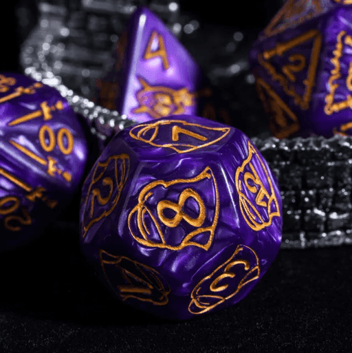Giant Fighter Pearl Dice (7) with Gold Numbers JUMBO Dice Set (Available in Several Colors) - White w/Gold