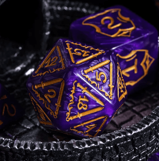 Giant Fighter Pearl Dice (7) with Gold Numbers JUMBO Dice Set (Available in Several Colors) - White w/Gold