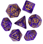 Giant Fighter Pearl Dice (7) with Gold Numbers JUMBO Dice Set (Available in Several Colors) - Purple w/Gold