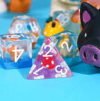 Enchanted Forest Mushroom Dice Set: 7-Piece Clear Resin RPG Dice w/Vibrant Botanicals - 