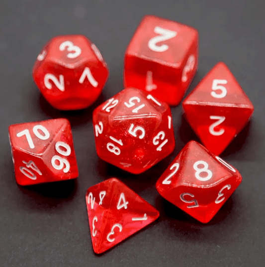 Radiant Ruby Red Polyhedral Dice Set | 7-Dice Red Set with Subtle Glitter - 