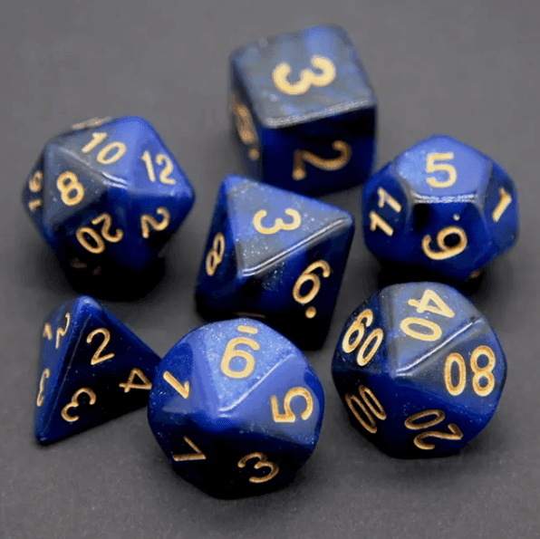 Midnight Blue Polyhedral Dice Set | 7-Dice Blue Set with Subtle Glitter - 