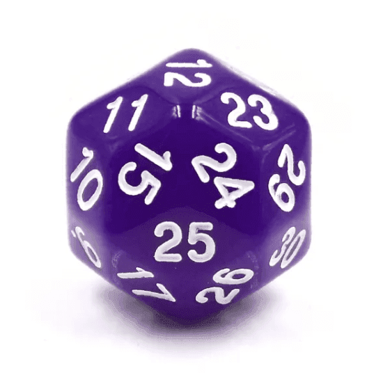 D30 Purple Single Die 30 Sided/s by HDdice | HengDadice - 