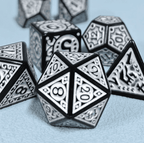 Black with White Ink Irregular Pattern Fill | 7-Dice Acrylic Dice Set - 