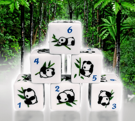 (White) Panda Dice | Printed d6 Dice Featuring Fantasy Animal Numbered - 1 Dice