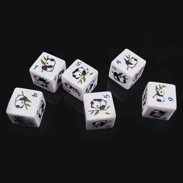 (White) Panda Dice | Printed d6 Dice Featuring Fantasy Animal Numbered - 1 Dice