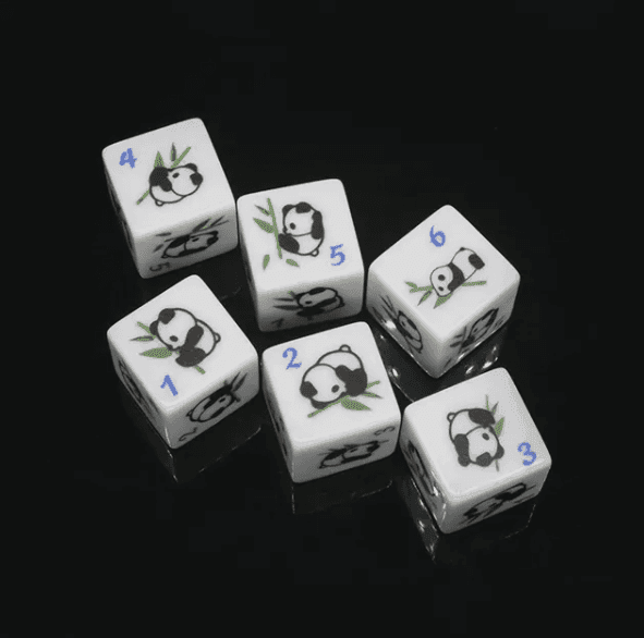 (White) Panda Dice | Printed d6 Dice Featuring Fantasy Animal Numbered - 1 Dice