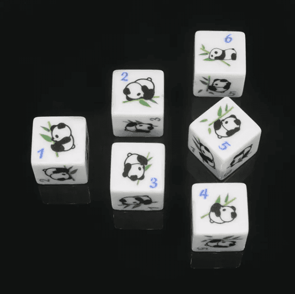 (White) Panda Dice | Printed d6 Dice Featuring Fantasy Animal Numbered - 1 Dice