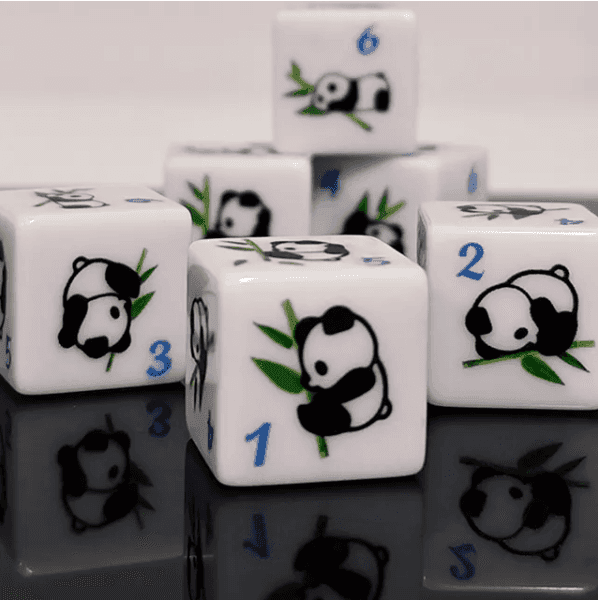 (White) Panda Dice | Printed d6 Dice Featuring Fantasy Animal Numbered - 1 Dice