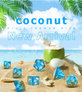 Coconut Themed Dice | 7-Dice Resin Dice Set Polyhederal Dice Set - 