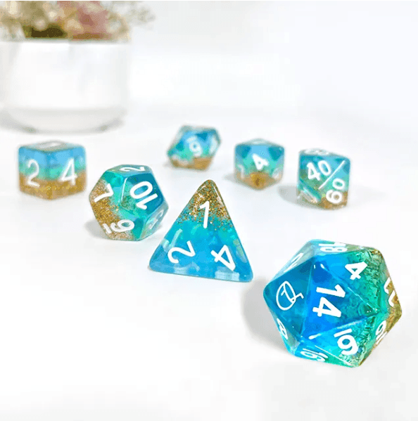 Coconut Themed Dice | 7-Dice Resin Dice Set Polyhederal Dice Set - 