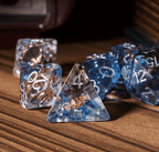 Divine Radiance: Paladin's Celestial Sun Dice Set | Blue & Clear Sun Dice - 