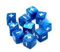 Pearl Blue Fudge Dice | 16mm Dice with White Plus / Minus and Blank Sides - 