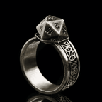 Dice Ring Silver Metal Triquetra | DND Convention Cosplay - 