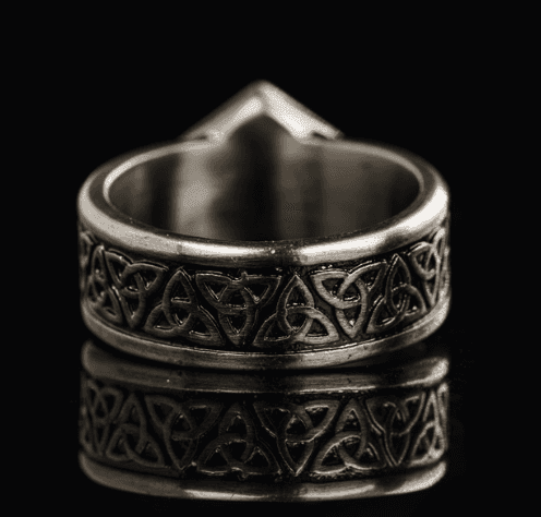 Dice Ring Silver Metal Triquetra | DND Convention Cosplay - 