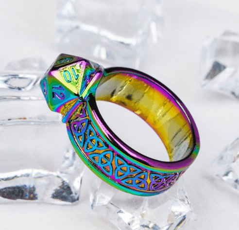Dice Ring Rainbow Metal Triquetra | DND Convention Cosplay - 