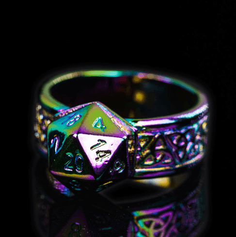 Dice Ring Rainbow Metal Triquetra | DND Convention Cosplay - 