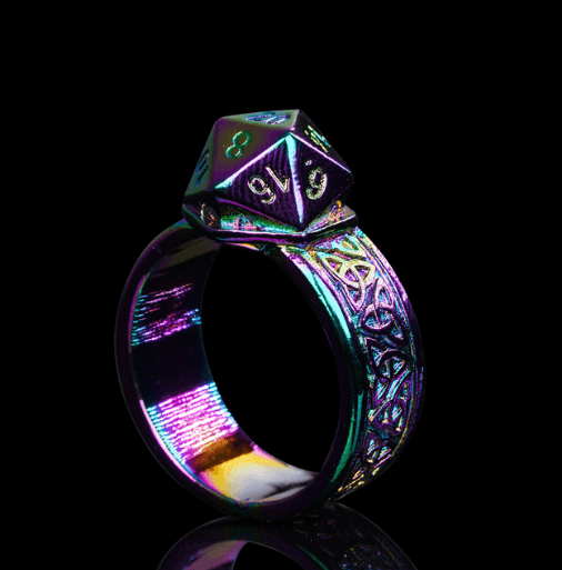 Dice Ring Rainbow Metal Triquetra | DND Convention Cosplay - 
