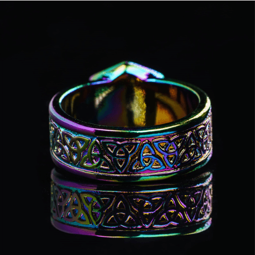 Dice Ring Rainbow Metal Triquetra | DND Convention Cosplay - 