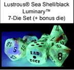 Lustrous® Polyhedral Sea Shell/black Luminary™ 7-Die Set (with bonus die) - 
