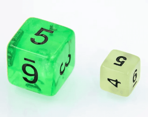 Green Glow 7-Dice Mini-Dice RPG Set Glow-in-Dark Miniature Dice - 