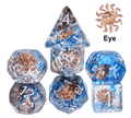 Divine Radiance: Paladin's Celestial Sun Dice Set | Blue & Clear Sun Dice - 