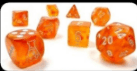 Borealis® Polyhedral Blood Orange/white Luminary™ 7-Die Set (with bonus die) - 