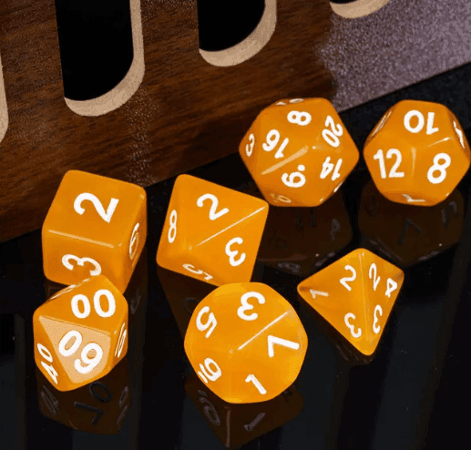 Sunburst Orange Semi-Opaque Acrylic 7-Dice Set - Perfect Starter Kit for RPG Enthusiasts - 