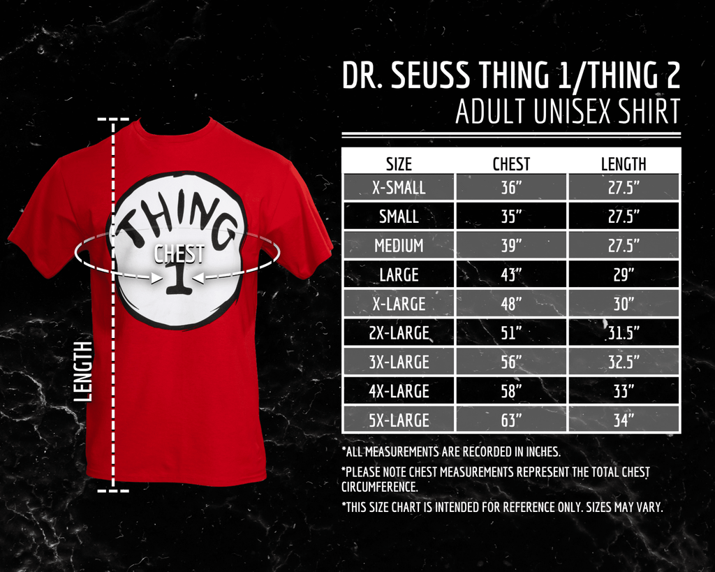 Dr Seuss Thing 1 Adult Short Sleeves Red T-Shirt