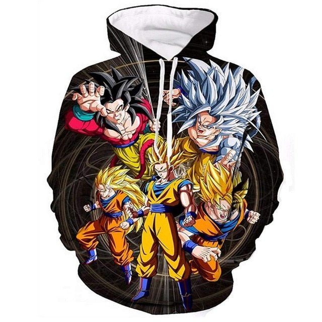 Dragon Ball Z Hoodies 3D Hooded Pullover Coats Sportswear Sweatshirt Dragonball Super Saiyan Son Goku Vegeta Outfit Outwear Tops