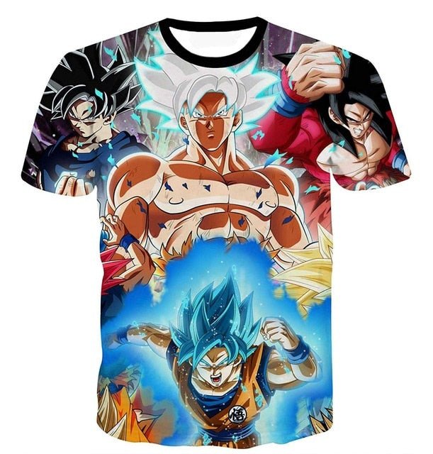 Dragon Ball Z Super Saiyan Goku Vegeta Printed Short Sleeve T-shirt Costume Summer Fashion Daily Casual Tee Shirts  Plus Size