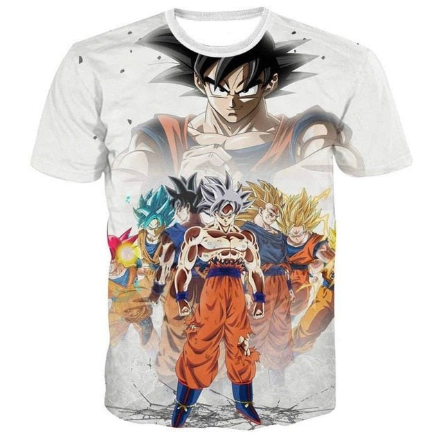 Dragon Ball Z Super Saiyan Goku Vegeta Printed Short Sleeve T-shirt Costume Summer Fashion Daily Casual Tee Shirts  Plus Size