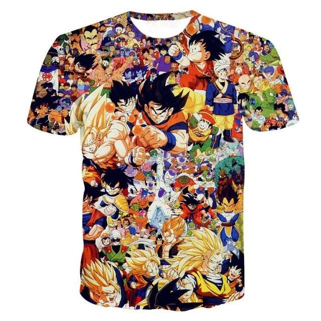 Dragon Ball Z Super Saiyan Goku Vegeta Printed Short Sleeve T-shirt Costume Summer Fashion Daily Casual Tee Shirts  Plus Size