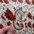 Mythic Crimson Wing Dragon  - Ethereal Creature Vinyl Sticker | Fantasy Art Decal