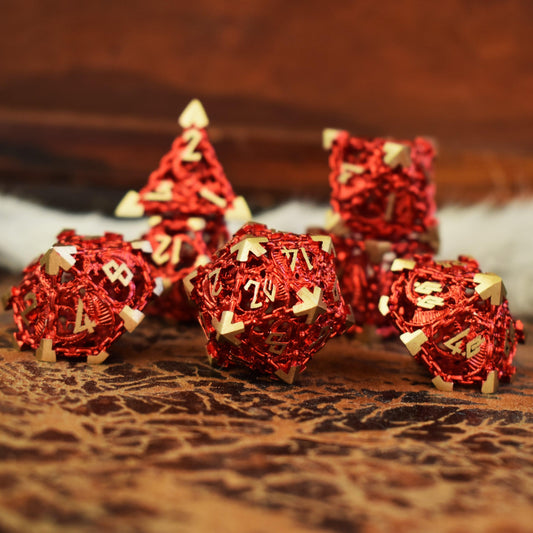 Dragon's Lair Hollow Metal Dice Set - Red