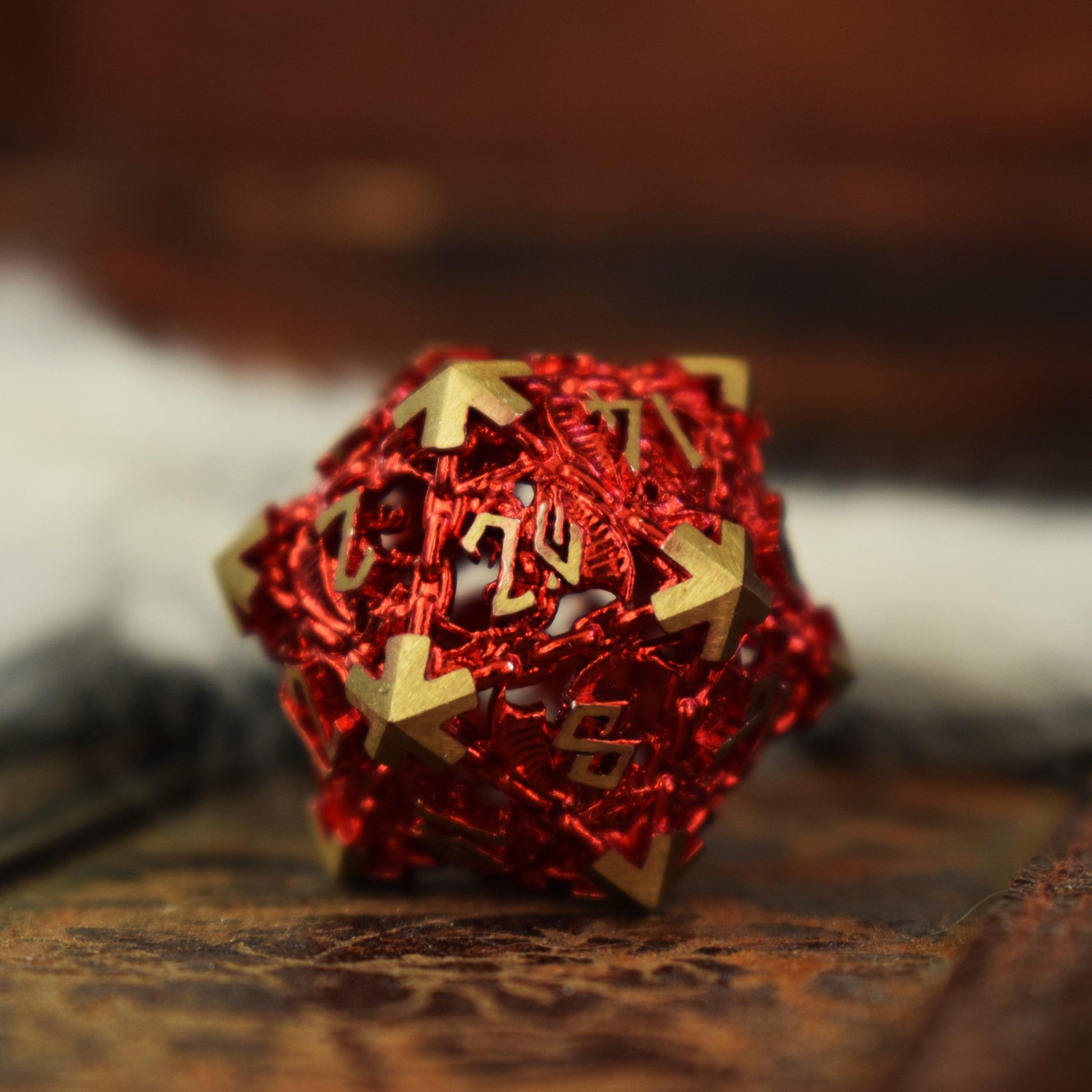 Dragon's Lair Hollow Metal Dice Set - Red