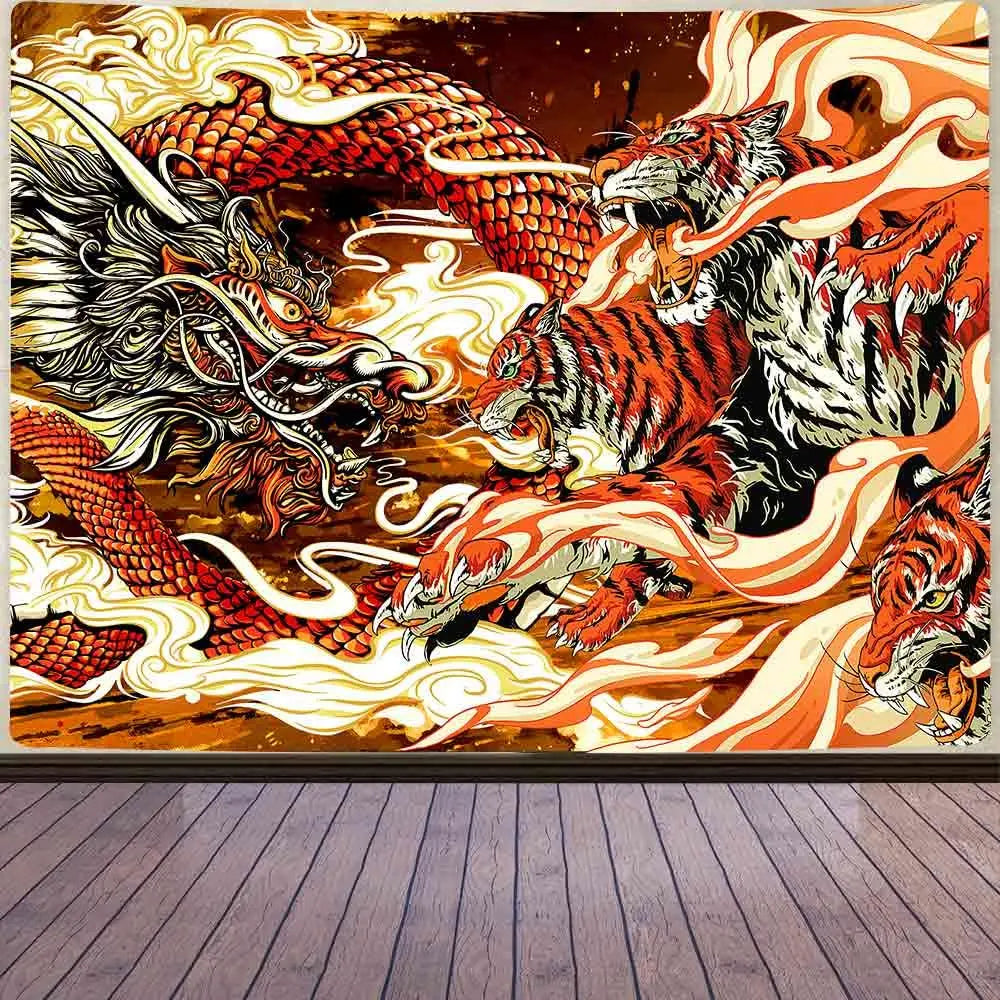 Dragon Tapestry Fantasy Gothic Animal Wall Tapestry Medieval Dragon Tapestry Art Tapestries Beach Blanket for Livingroom Bedroom