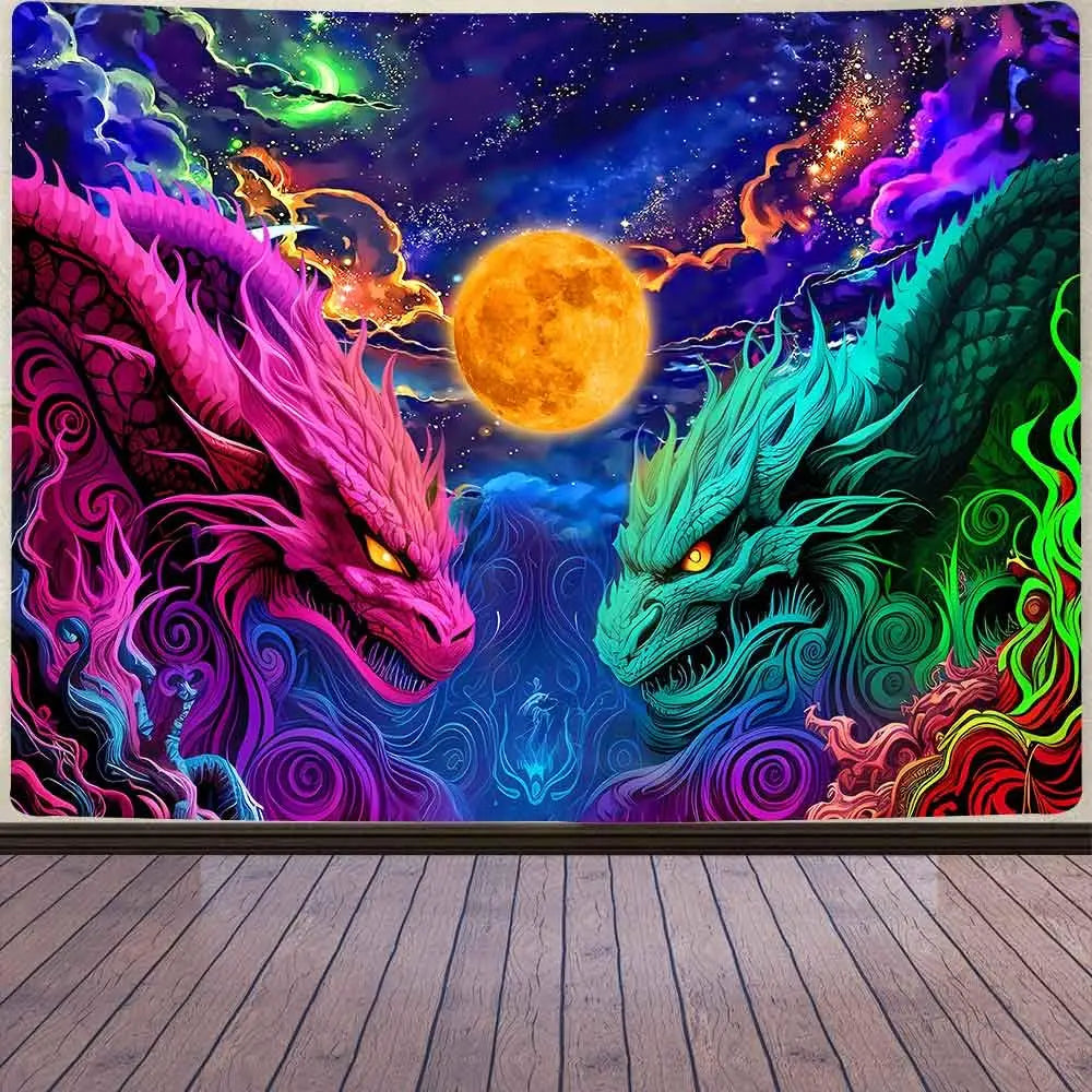 Dragon Tapestry Fantasy Gothic Animal Wall Tapestry Medieval Dragon Tapestry Art Tapestries Beach Blanket for Livingroom Bedroom