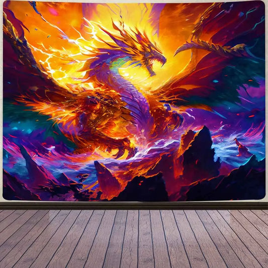 Dragon Tapestry Fantasy Gothic Animal Wall Tapestry Medieval Dragon Tapestry Art Tapestries Beach Blanket for Livingroom Bedroom