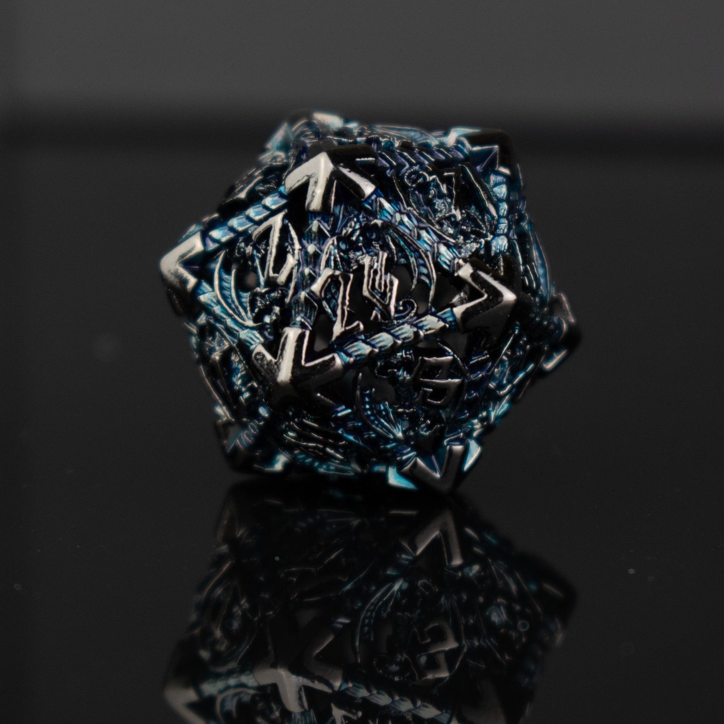 Dragonguard Hollow Metal Dice Set - Cobalt and Shadow