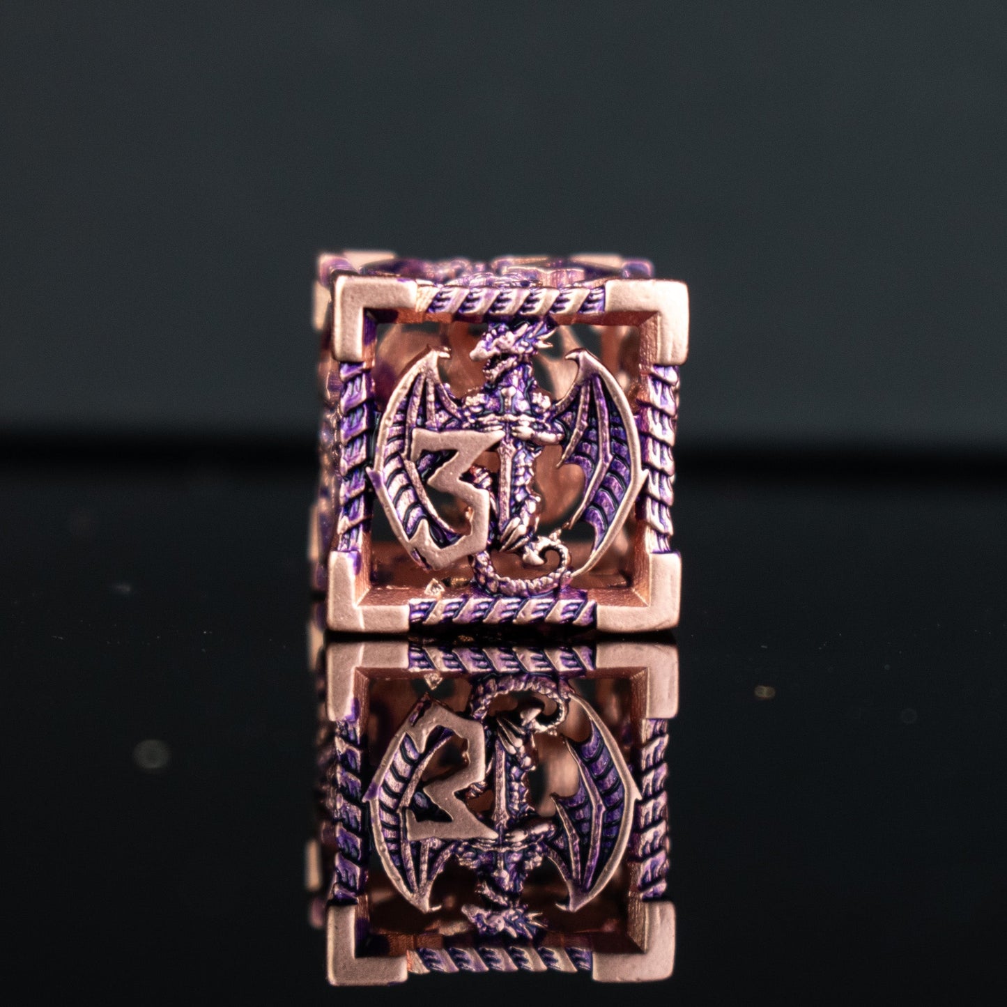 Dragonguard Hollow Metal Dice Set - Purple and Bronze